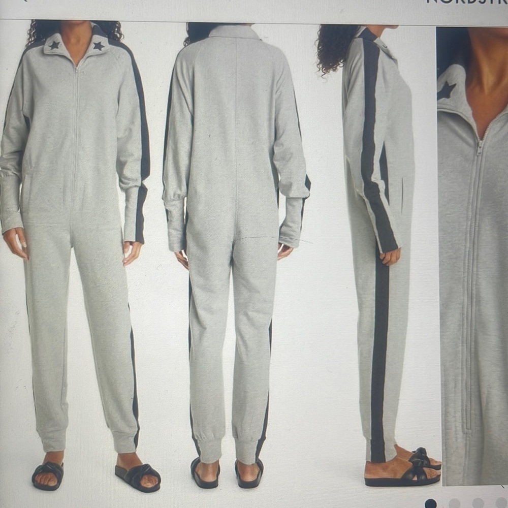 COPY - Norma Kamali Bomber Jumpsuit. Heather Grey/dark Grey